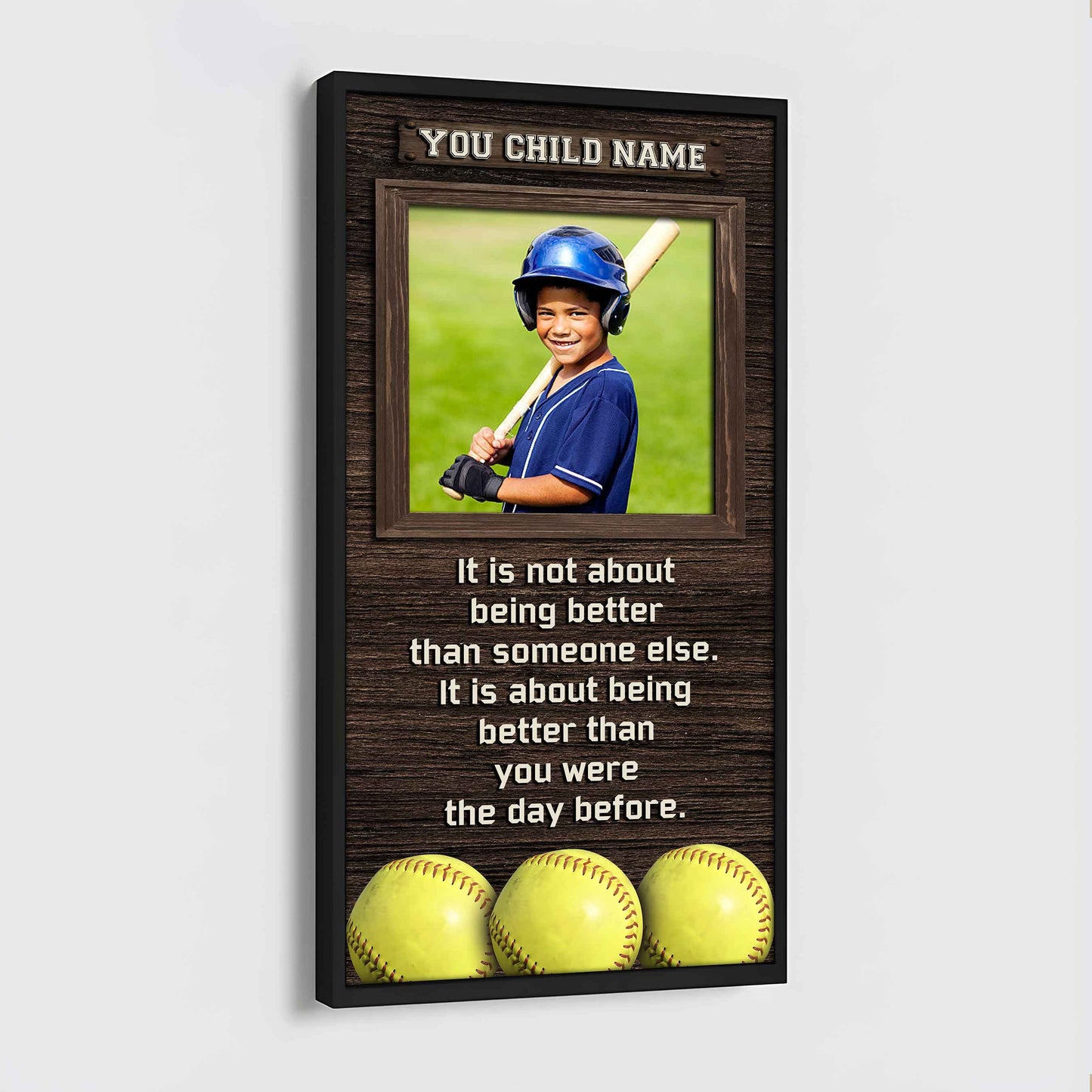 Personalized (Photo and Name) Poster Canvas It's Not About Being Better Than Someone Else It's About Being Better Than You Were The Day Before