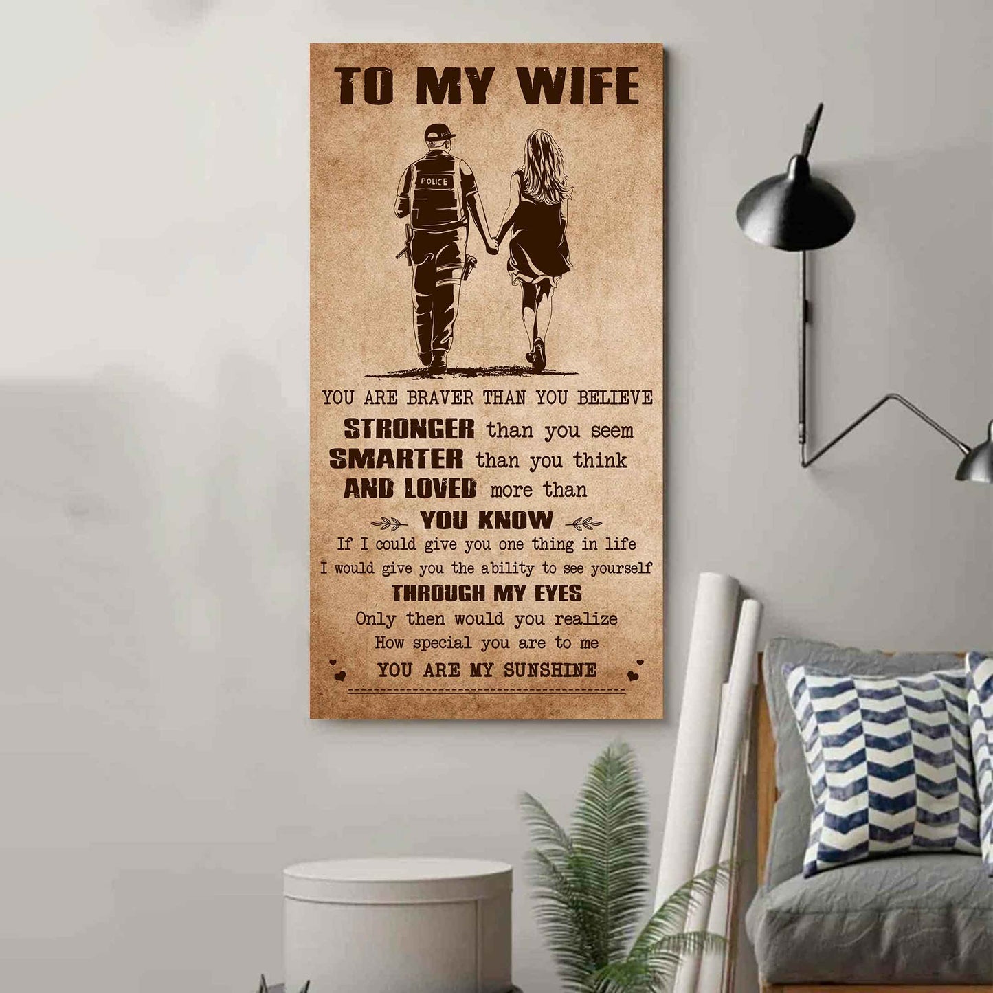 samurai poster canvas you are braver than you believe - you are my sunshine gift for your wife