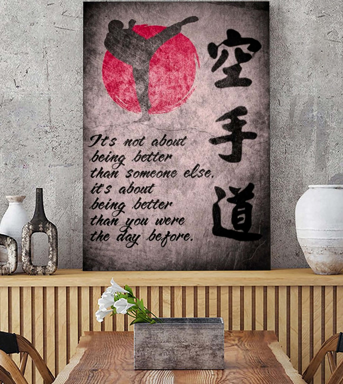 karate poster canvas it is not about being better than someone else it is about being better than you were the day before