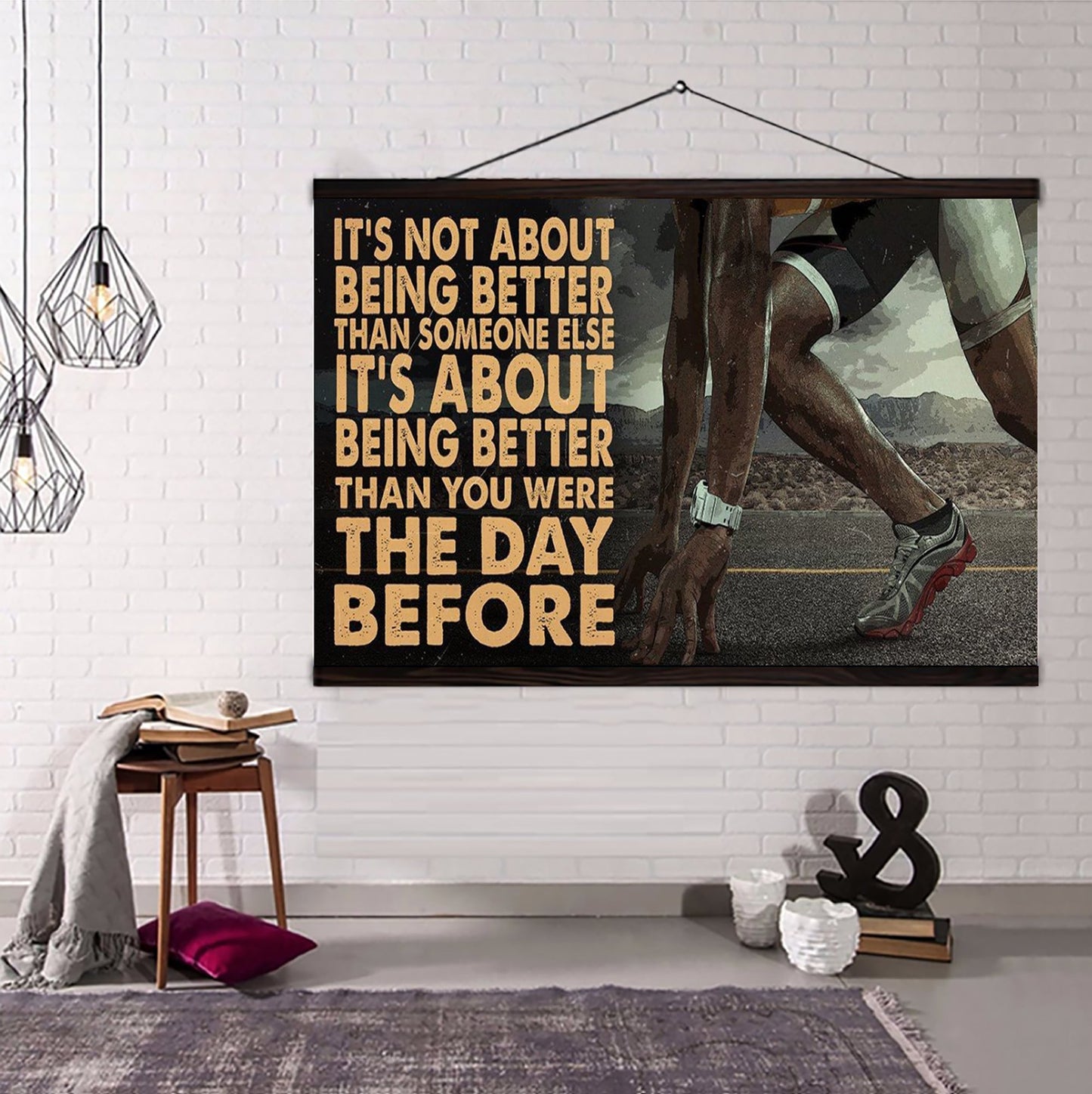 baseball customizable poster canvas - it is not about better than someone else, it is about being better than you were the day before