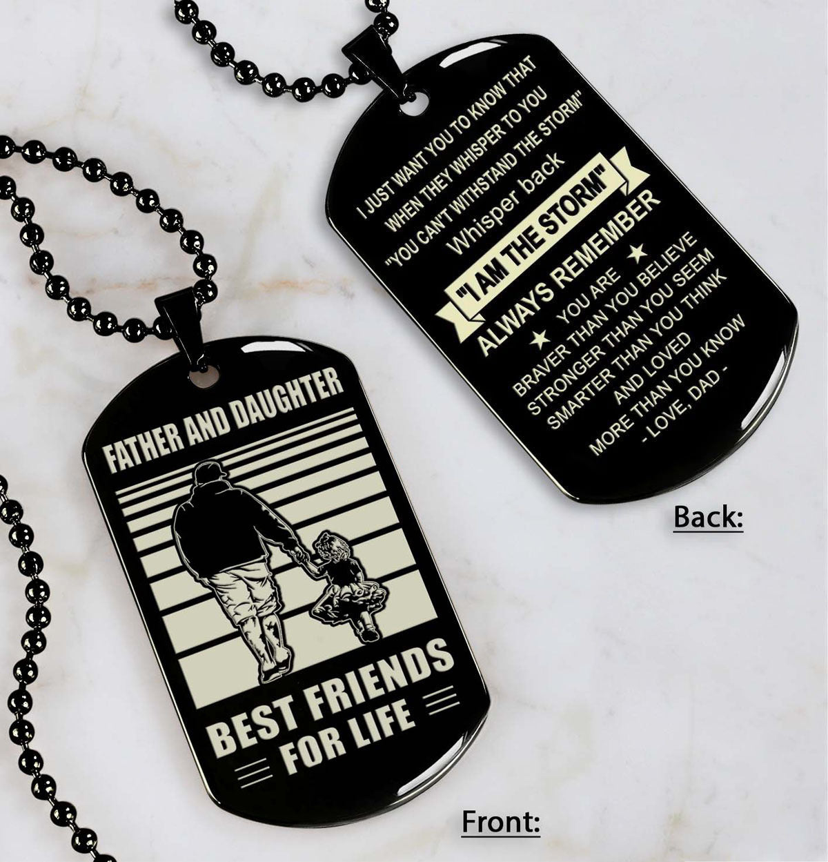 sto-personalized double sided dog tag father and son best friends for life - message on the back side