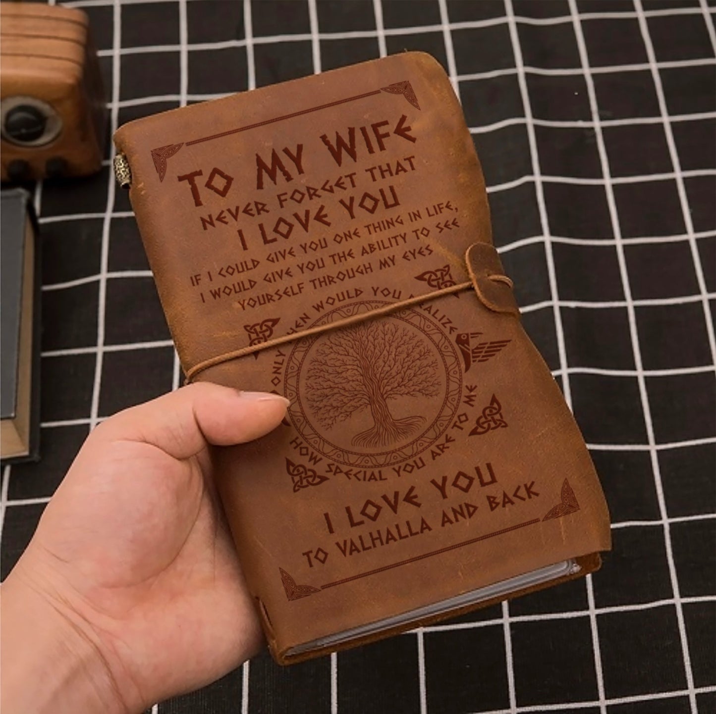 vikings leather journal notebook from husband to wife