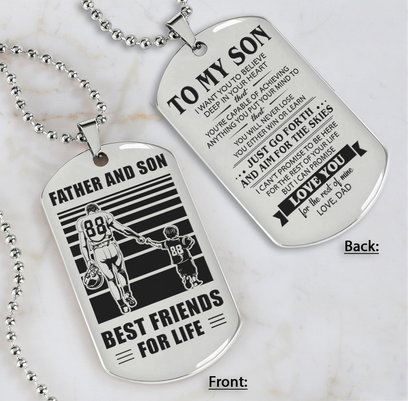 hm12 - customizabled double sided dog tag father and son best friends for life