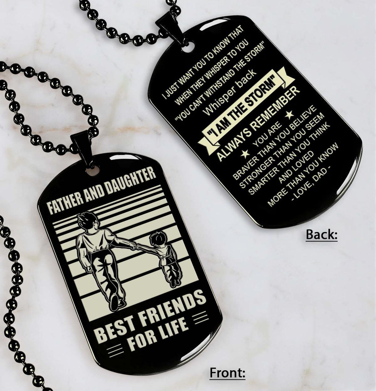 ant-personalized double sided dog tag father and son best friends for life - message on the back side