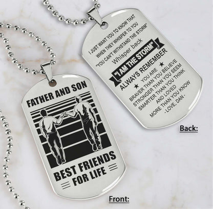 Silver Verison Personalized Double Sided Dog Tag Father And Son Best Friends For Life - Message on the back side