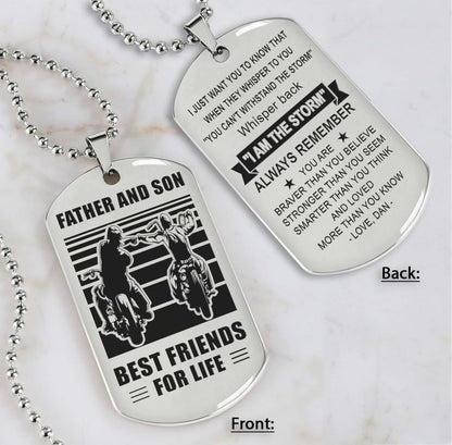 Silver Verison Personalized Double Sided Dog Tag Father And Son Best Friends For Life - Message on the back side