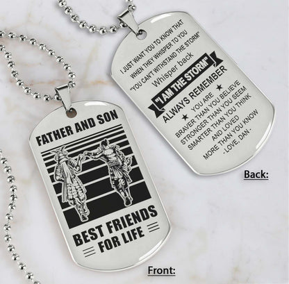 Silver Verison Personalized Double Sided Dog Tag Father And Son Best Friends For Life - Message on the back side