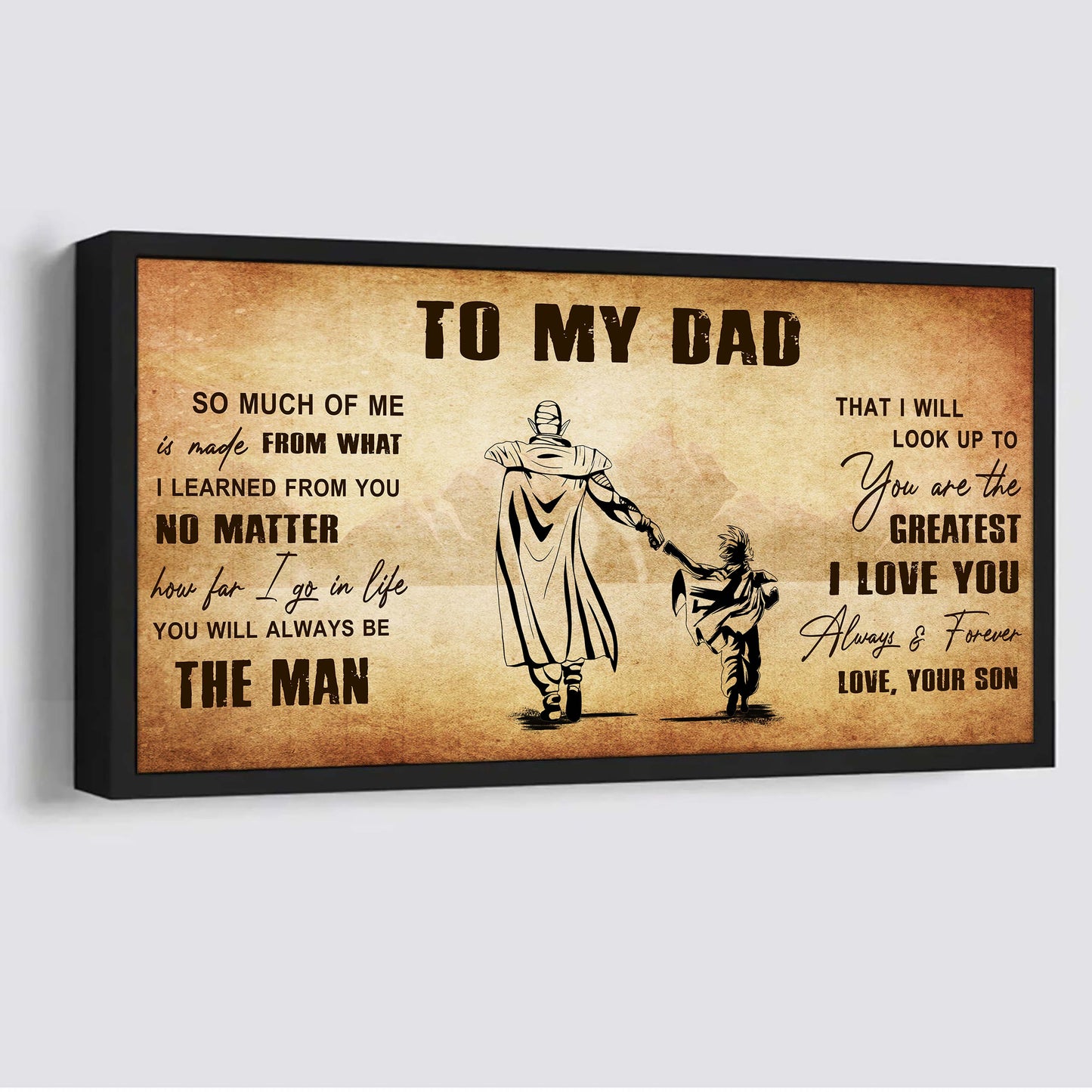 drb to my dad - you are the greatest i love you  poster canvas gift for father from son