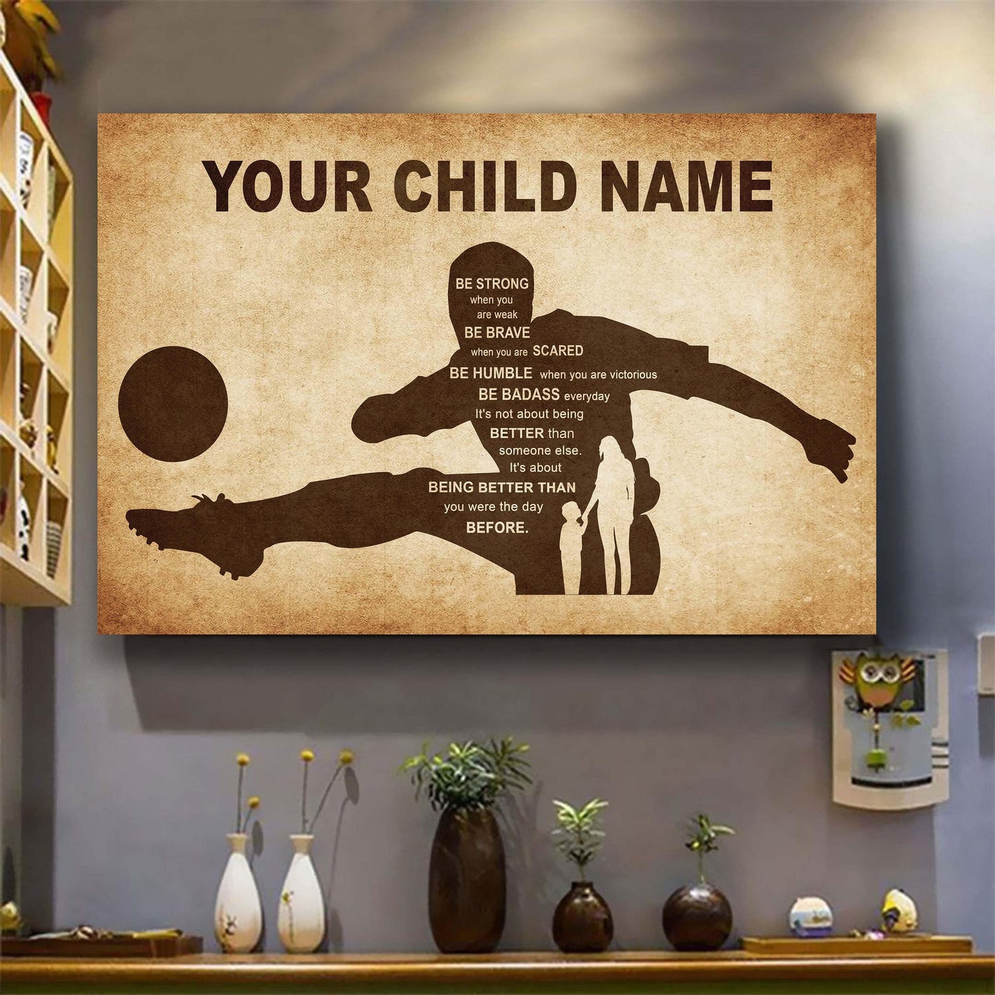 personalized your child name from mom to son basketball poster canvas it's not about being better than someone else it's about being better than you were the day before