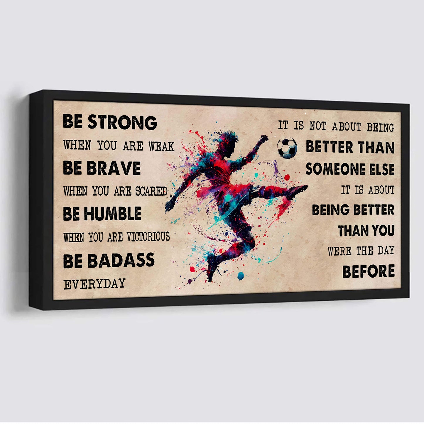 water color basketball poster canvas it is not about being better than someone else - be strong when you are weak be badass everyday