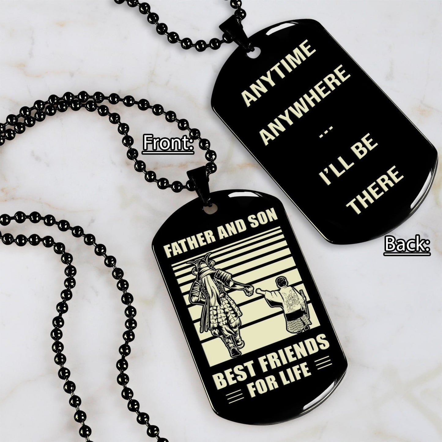 ant-personalized double sided dog tag father and son best friends for life - message on the back side