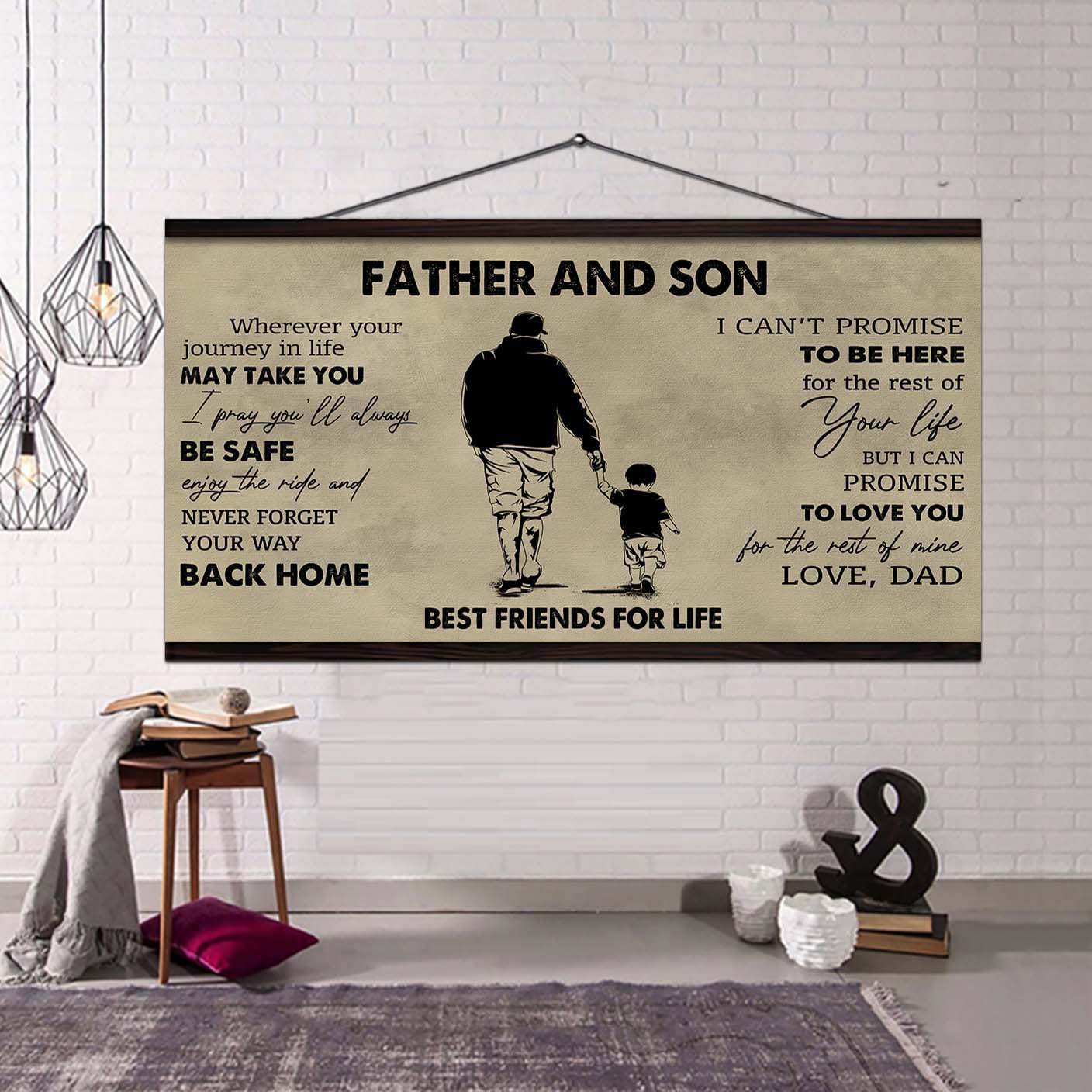 drb father and son best friends for life - never forget your way back home poster canvas gift for son from father