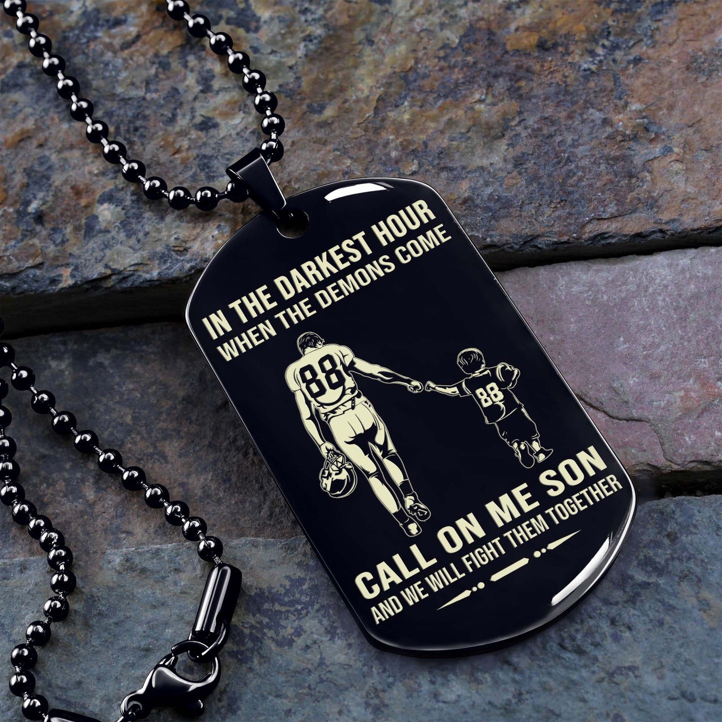 samurai personalized one sided dog tag call on me son and we will fight them together gifts for your son from dad