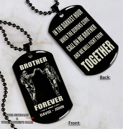 Spartan customizable engraved black dog tag double sided gift from brother, brother forever