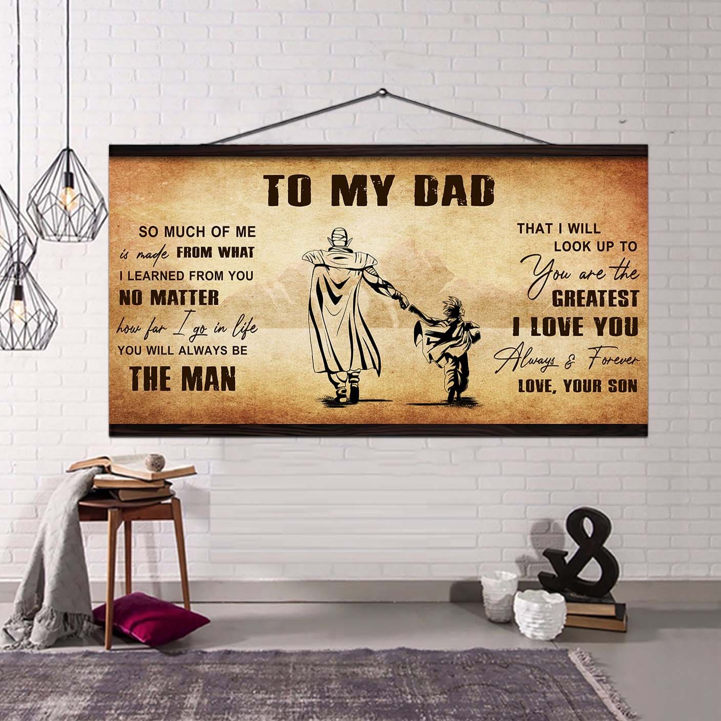 drb to my dad - you are the greatest i love you  poster canvas gift for father from son