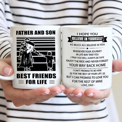 Soldier Be strong-Personalized Mug Father And Son Best Friends For Life - Message on the back side