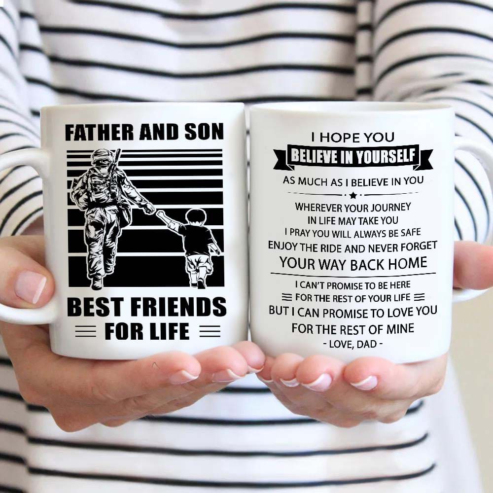 soldier be strong-personalized mug father and son best friends for life - message on the back side