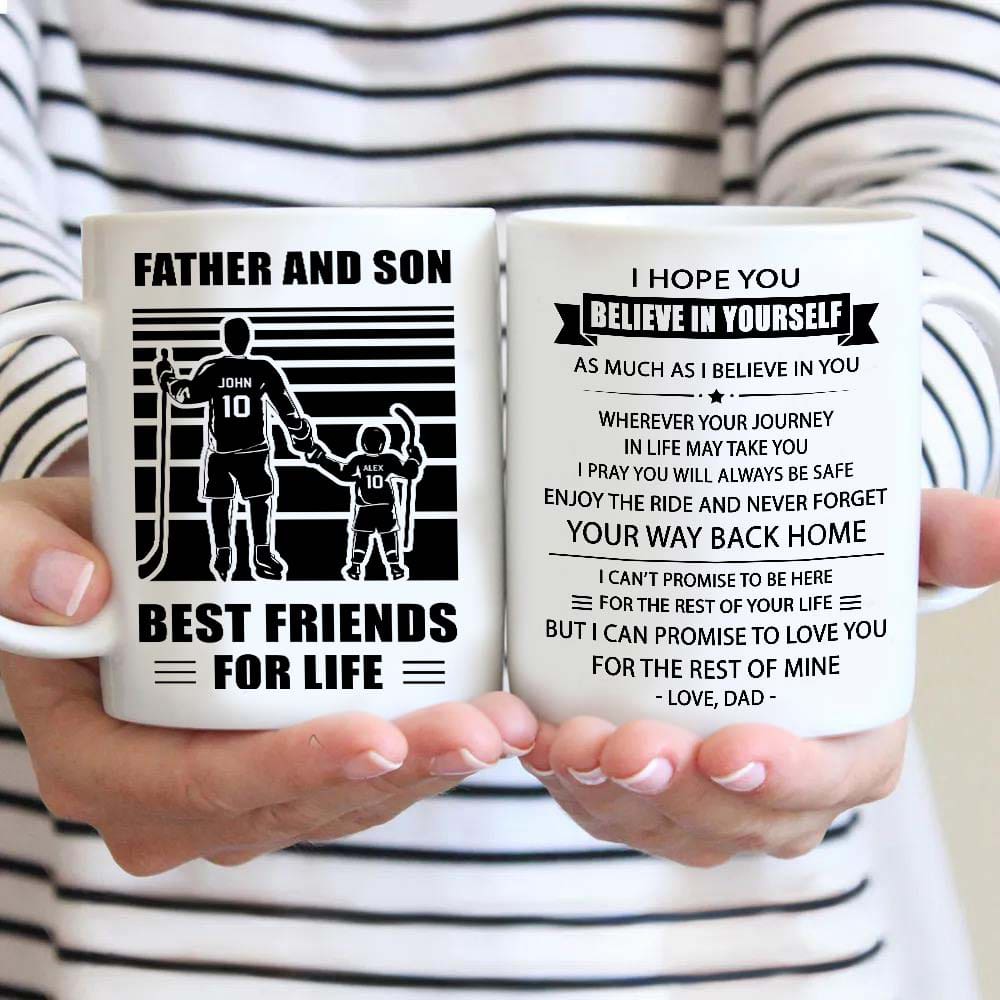 basketball be strong-personalized mug father and son best friends for life - message on the back side