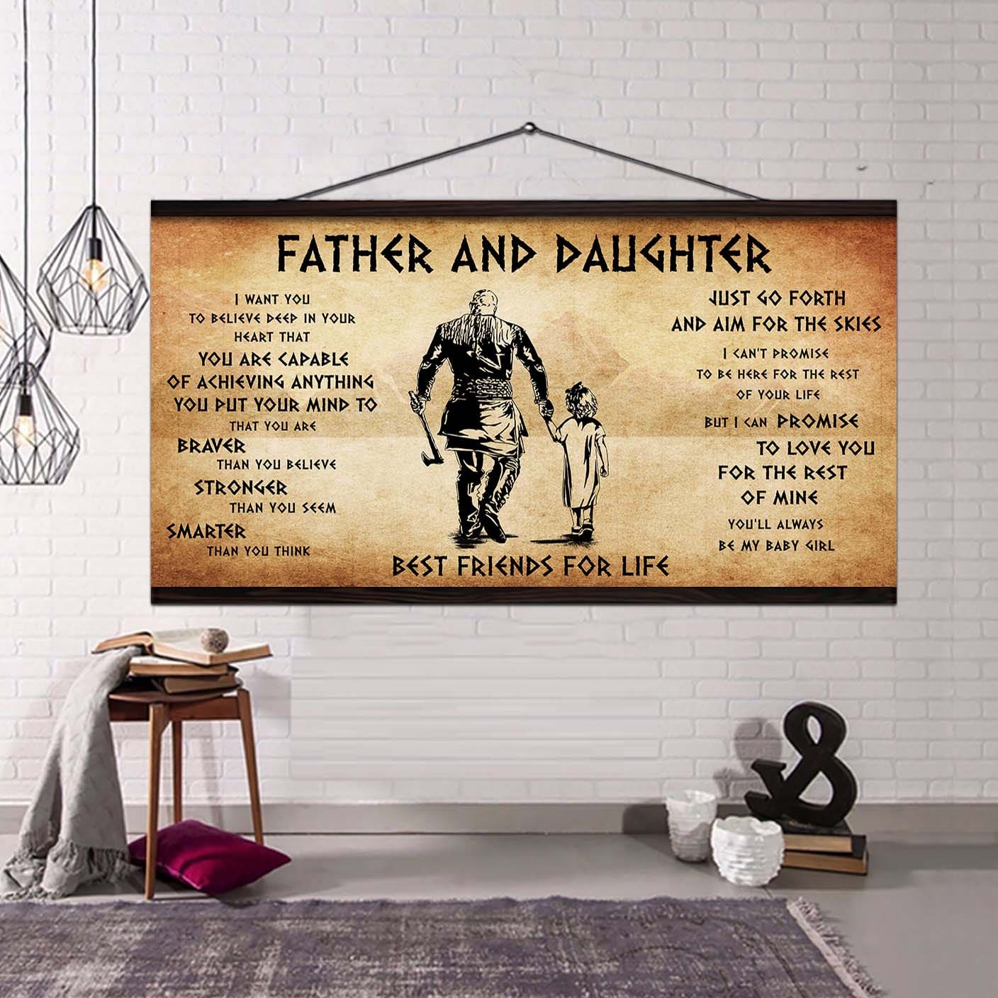 vikings father and son best friends for life  - that you are braver than you believe poster canvas gift for son from father