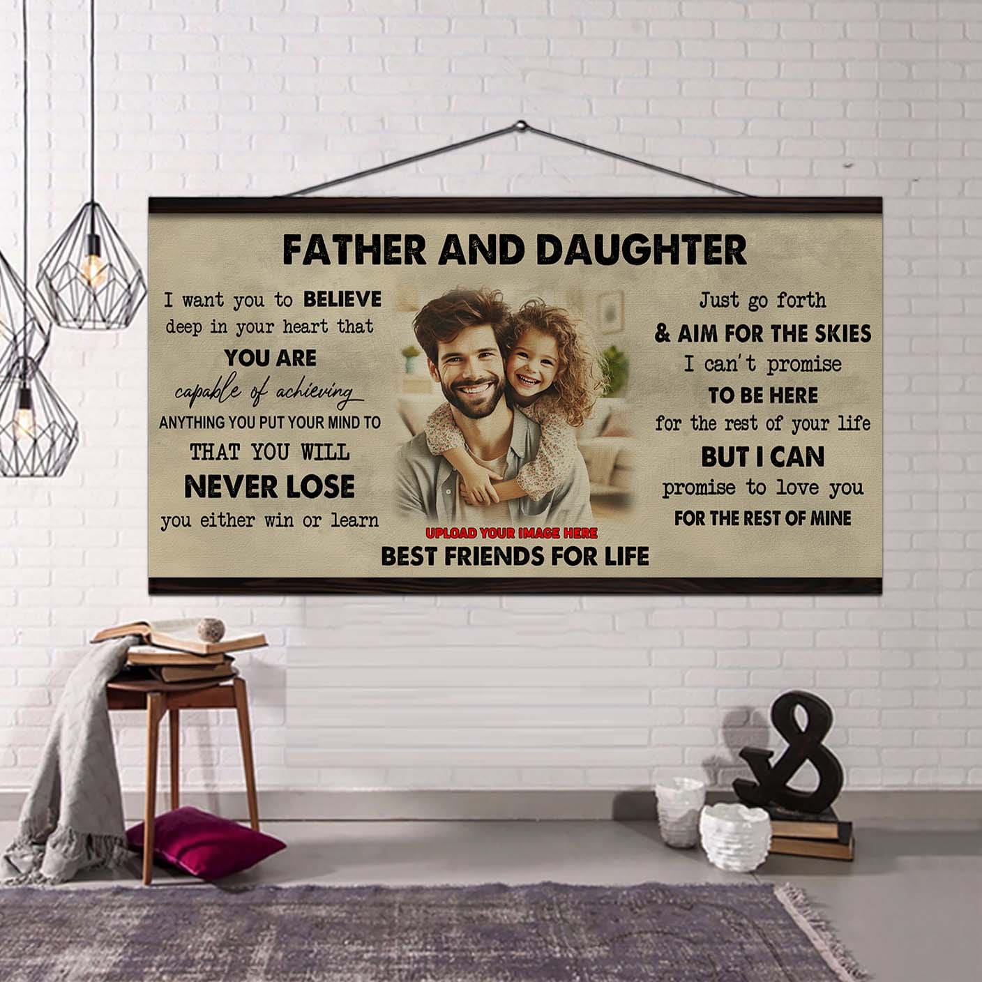 drb father and daughter best friend for life - you will never lose poster canvas gift for daughter from father