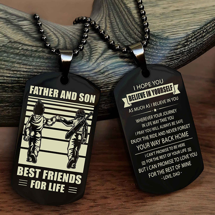 cowboy personalized double sided dog tag to my son i love you - enjoy the ride and never forget your way back home from