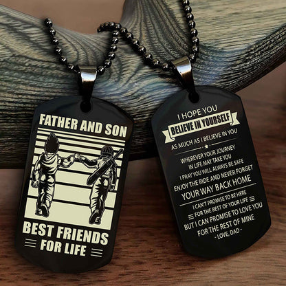 Cowboy Personalized Double Sided Dog Tag To My Son I Love You - Enjoy The Ride And Never Forget Your Way Back Home From