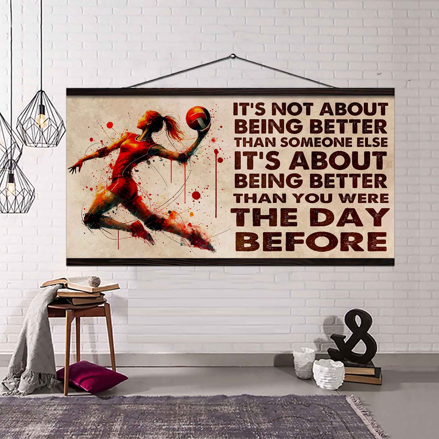 water color woman artistic gymnastic poster canvas it is not about being better than someone else gift for your loving woman