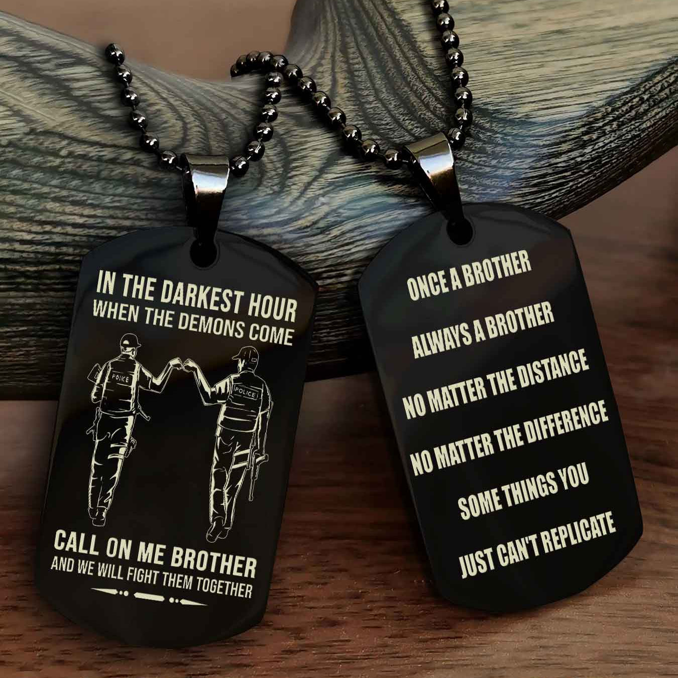 Viking Customizable engraved dog tag double sided gift from brother Once A Brother Always A Brother
