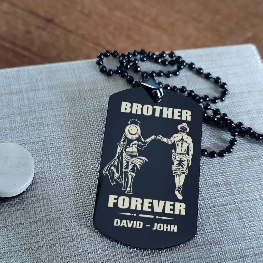 soldier customizable engraved black dog tag double sided gift from brother, brother forever