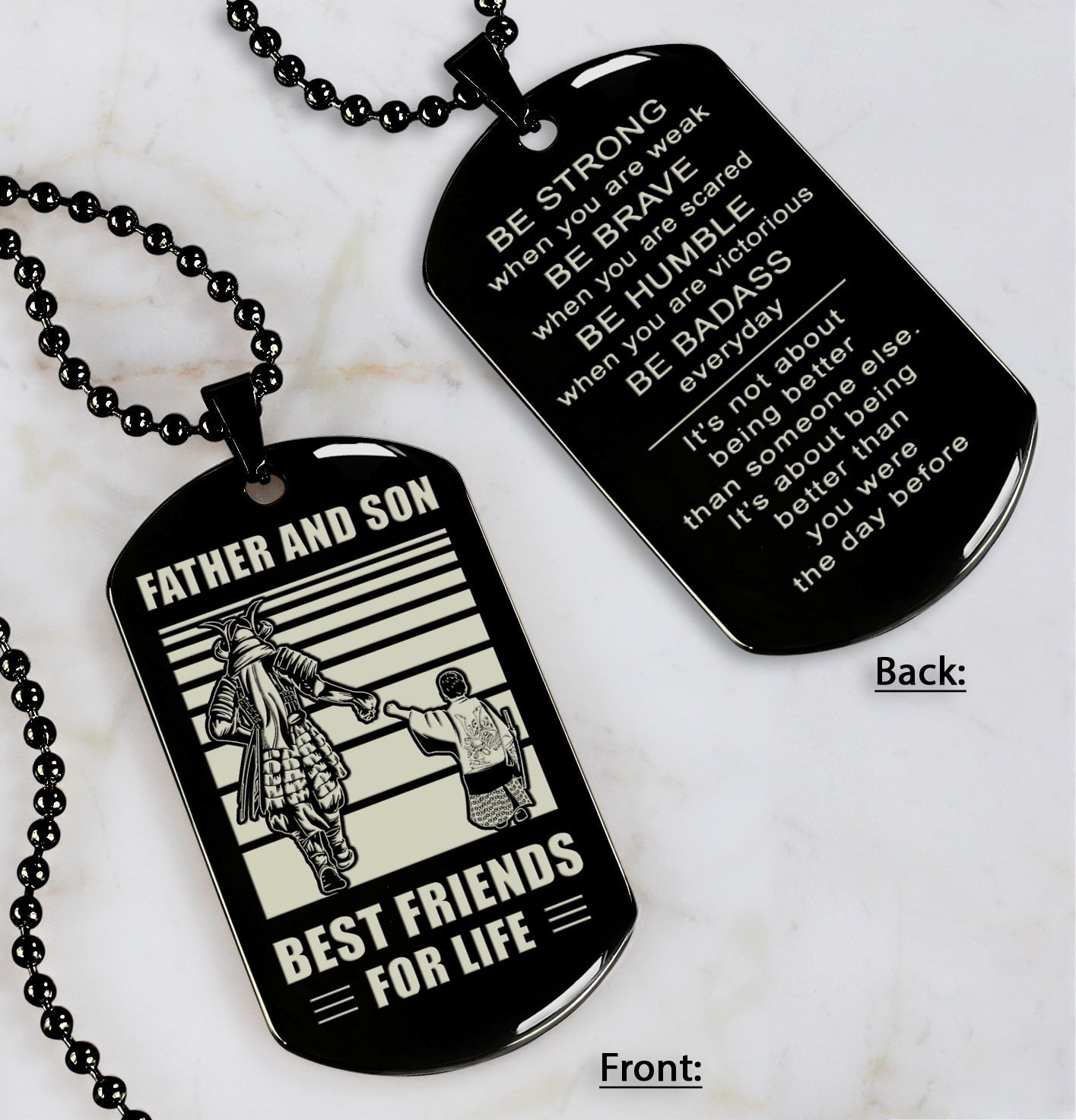 ant-personalized double sided dog tag father and son best friends for life - message on the back side