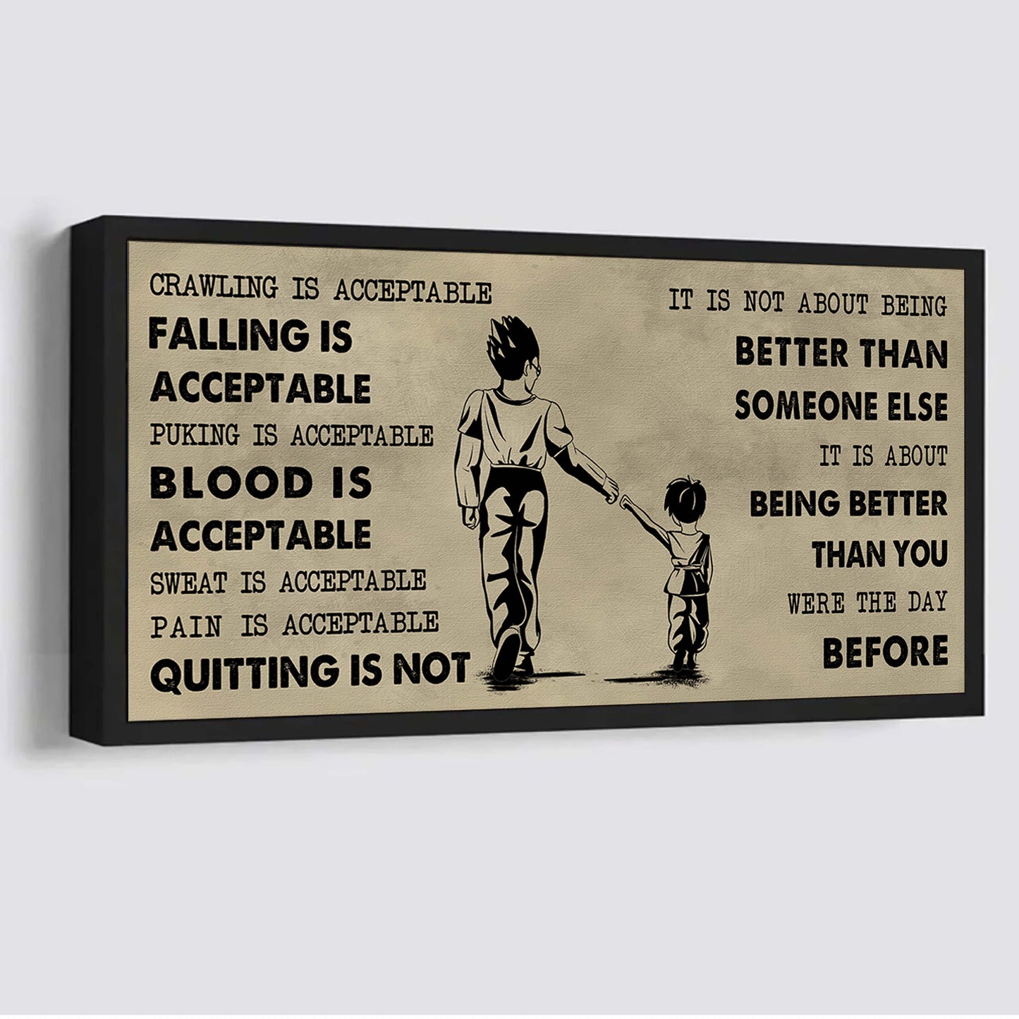 family poster canvas father and daughter quitting is not - it is not about being better than someone else