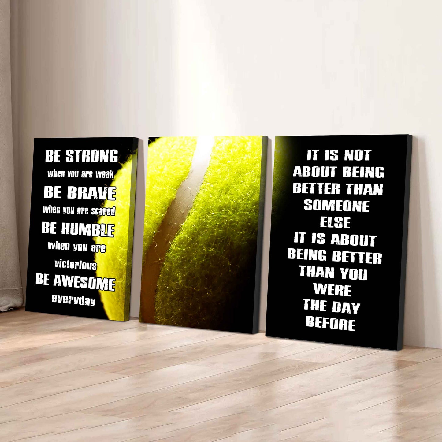 3-Piece - Be Awesome - Motivational Soccer Canvas Wall Art Set