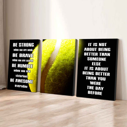 3-Piece - Be Awesome - Motivational Soccer Canvas Wall Art Set