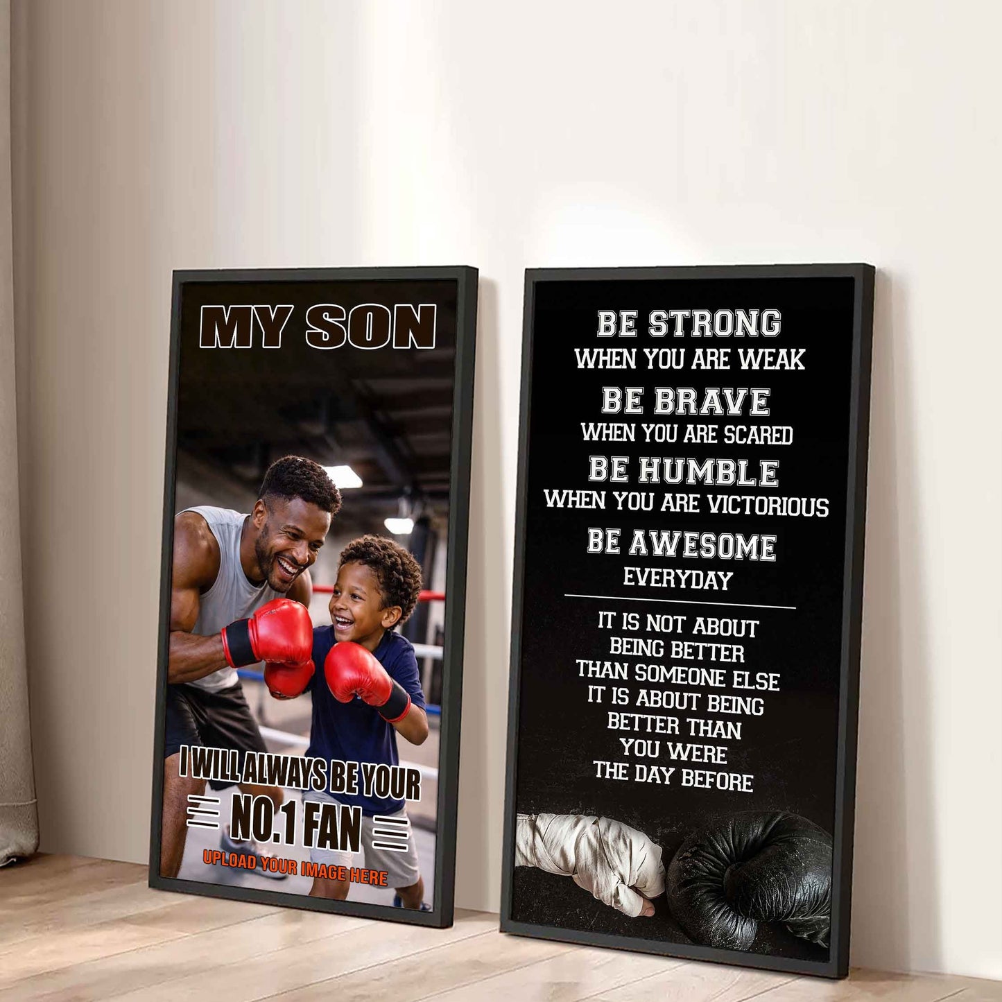 Baseball- My Son Be Strong When You Are Weak Be Awesome Everyday Set 2 Canvas Wall Art From Dad To Son