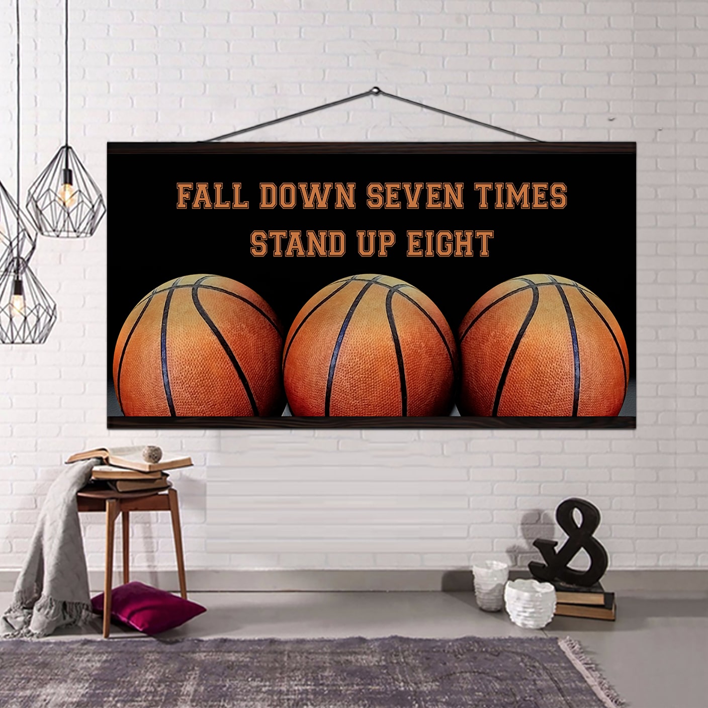 american football poster canvas fall down seven times stand up eight