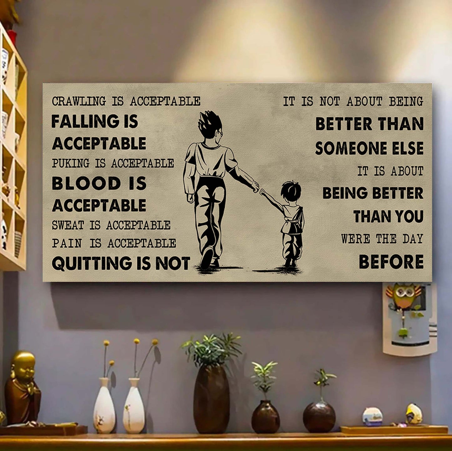 family poster canvas father and daughter quitting is not - it is not about being better than someone else