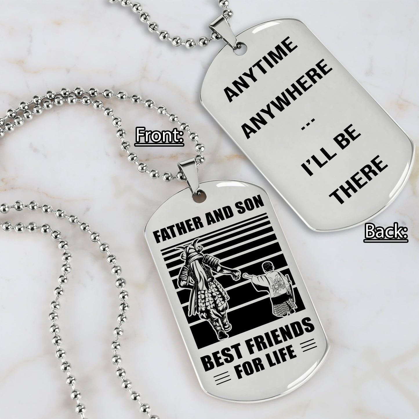 personalized double sided dog tag father and son best friends for life i will be there