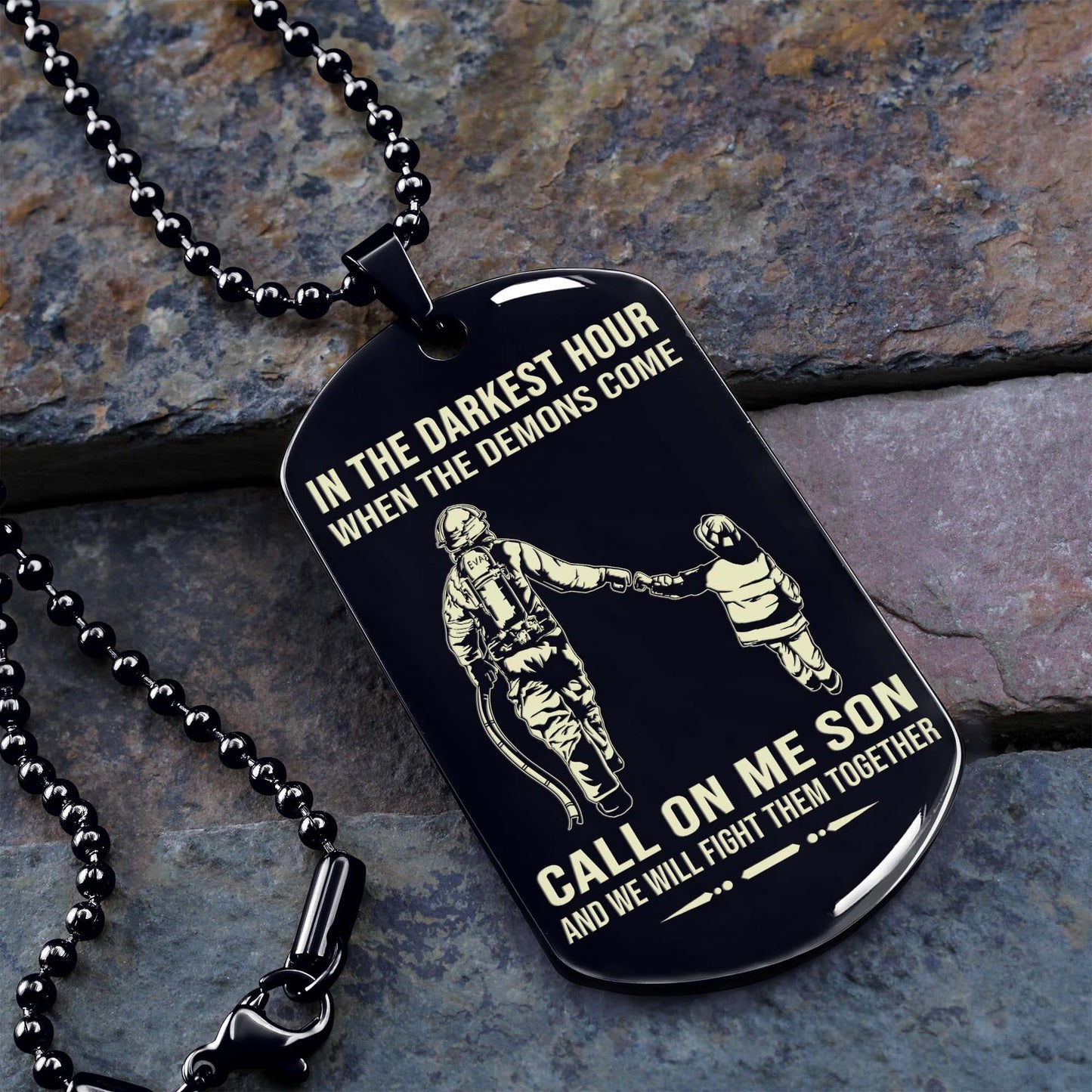 samurai personalized one sided dog tag call on me son and we will fight them together gifts for your son from dad