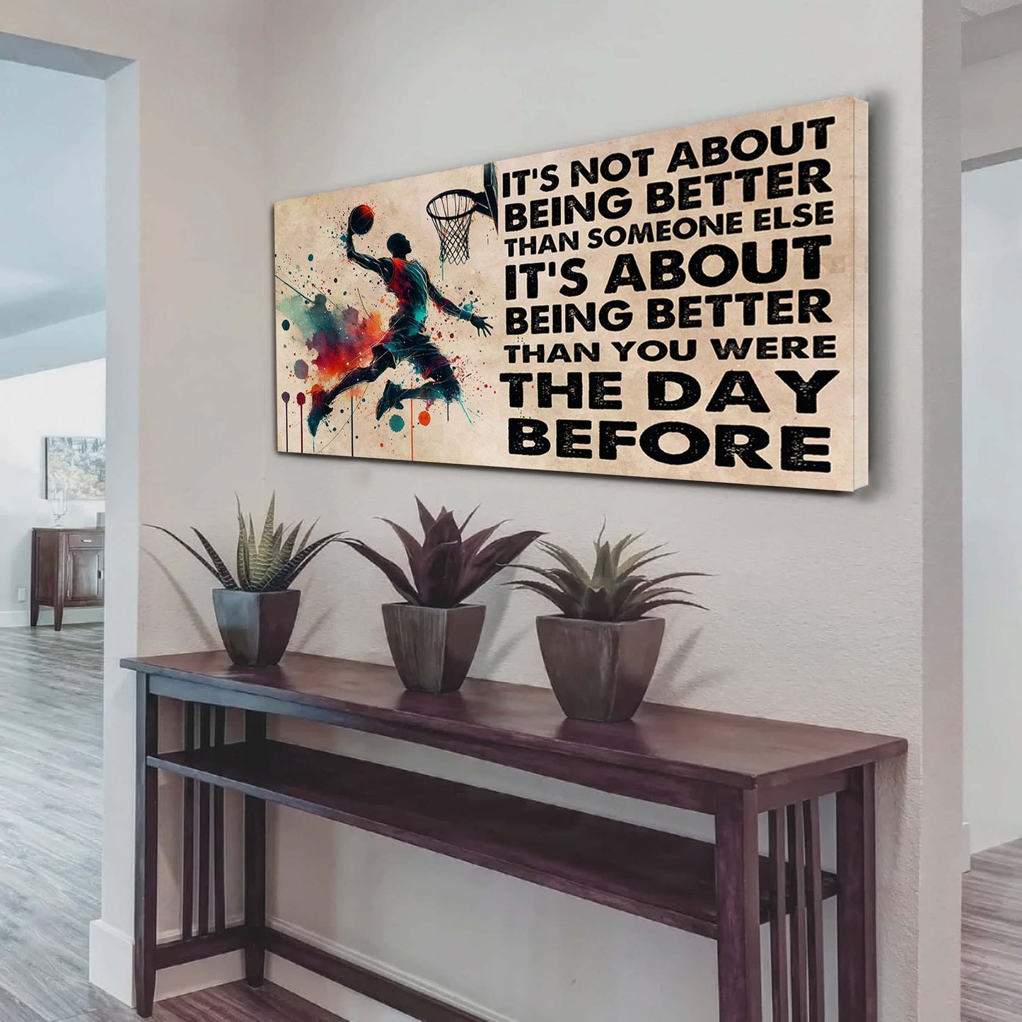 ver 3 water color basketball poster canvas it is not about being better than someone else