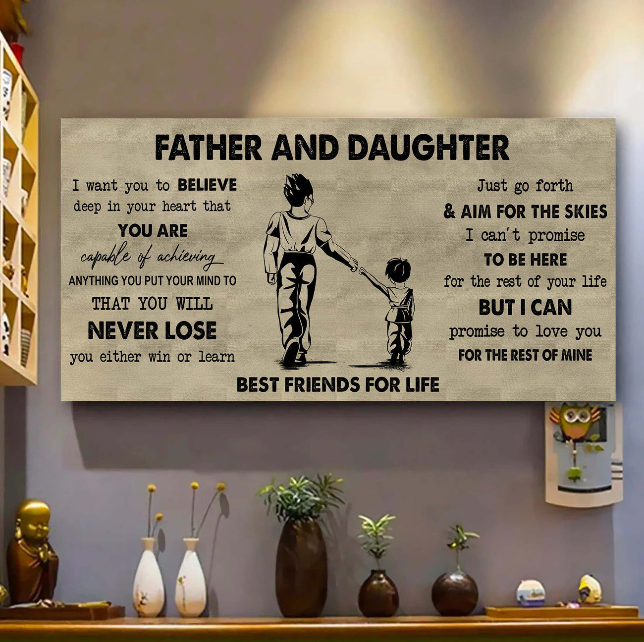 drb father and daughter best friend for life - you will never lose poster canvas gift for daughter from father -photo upload