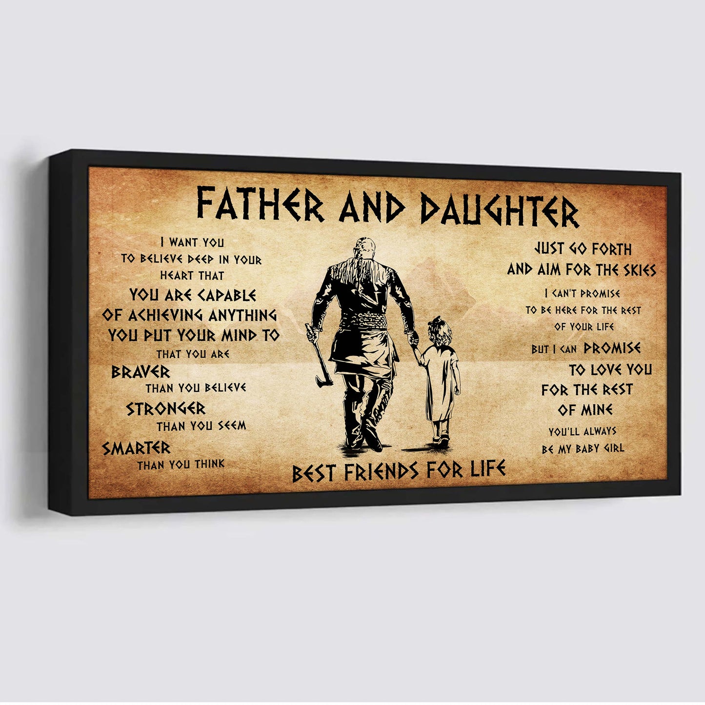 vikings father and son best friends for life  - that you are braver than you believe poster canvas gift for son from father