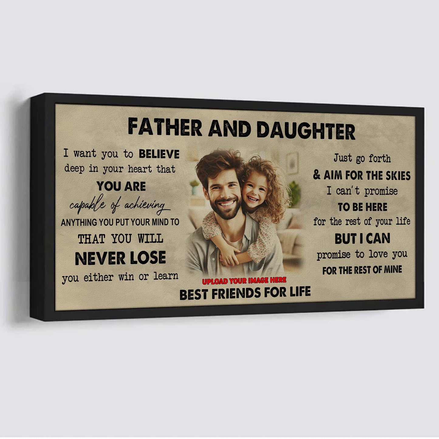 drb father and daughter best friend for life - you will never lose poster canvas gift for daughter from father