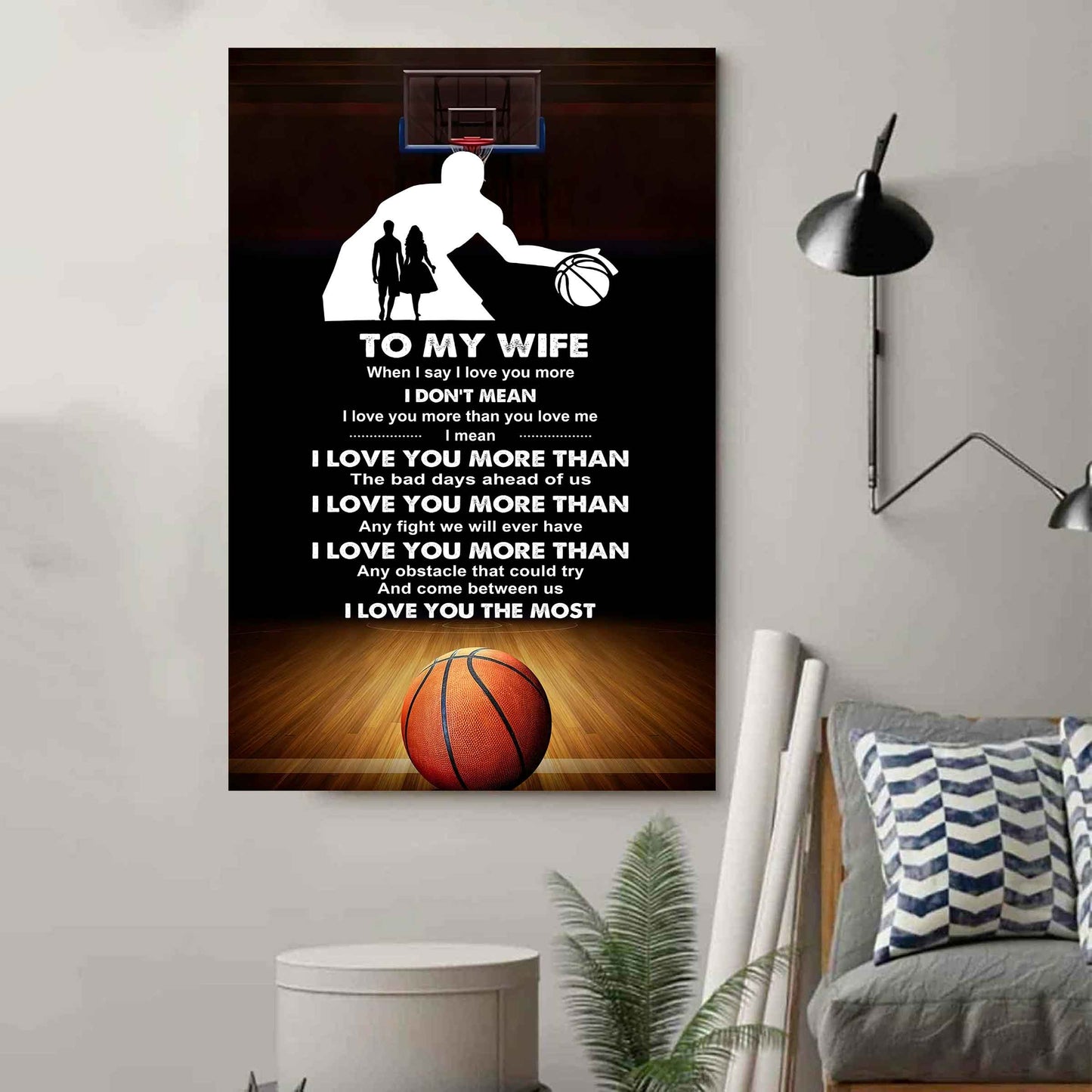 sport poster canvas to my wife when i say i love you more - i love you the most gift for your wife