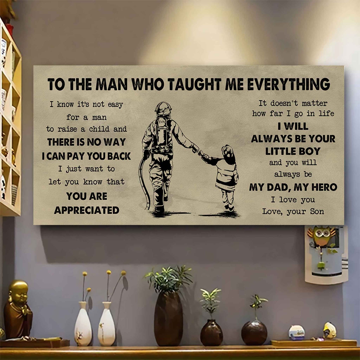 drb to the man who taught me everything - you will always be my hero poster canvas gift for father - photo upload