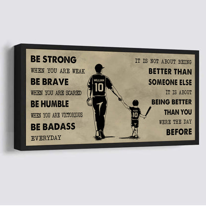 Hockey Poster Canvas From Dad To Son Be Strong When You Are Weak - It Is Not About Being Better Than Someone Else