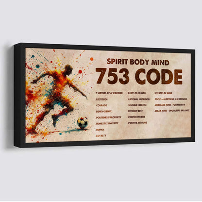 Water Color Soccer Poster Canvas 7 5 3 Code Motivation Quotes