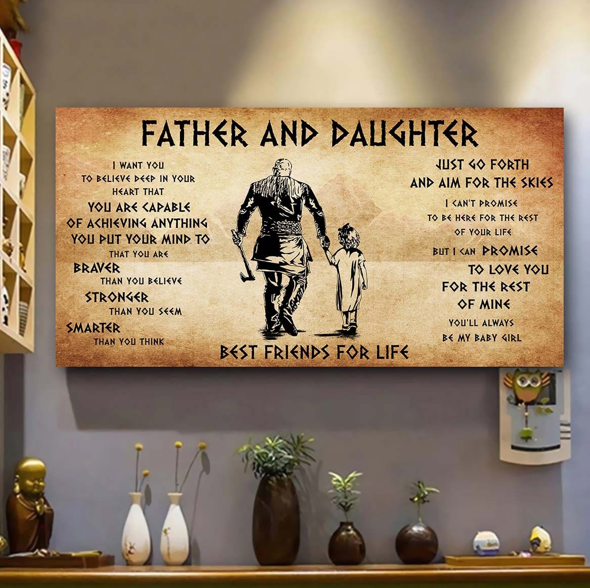 vikings father and son best friends for life  - that you are braver than you believe poster canvas gift for son from father