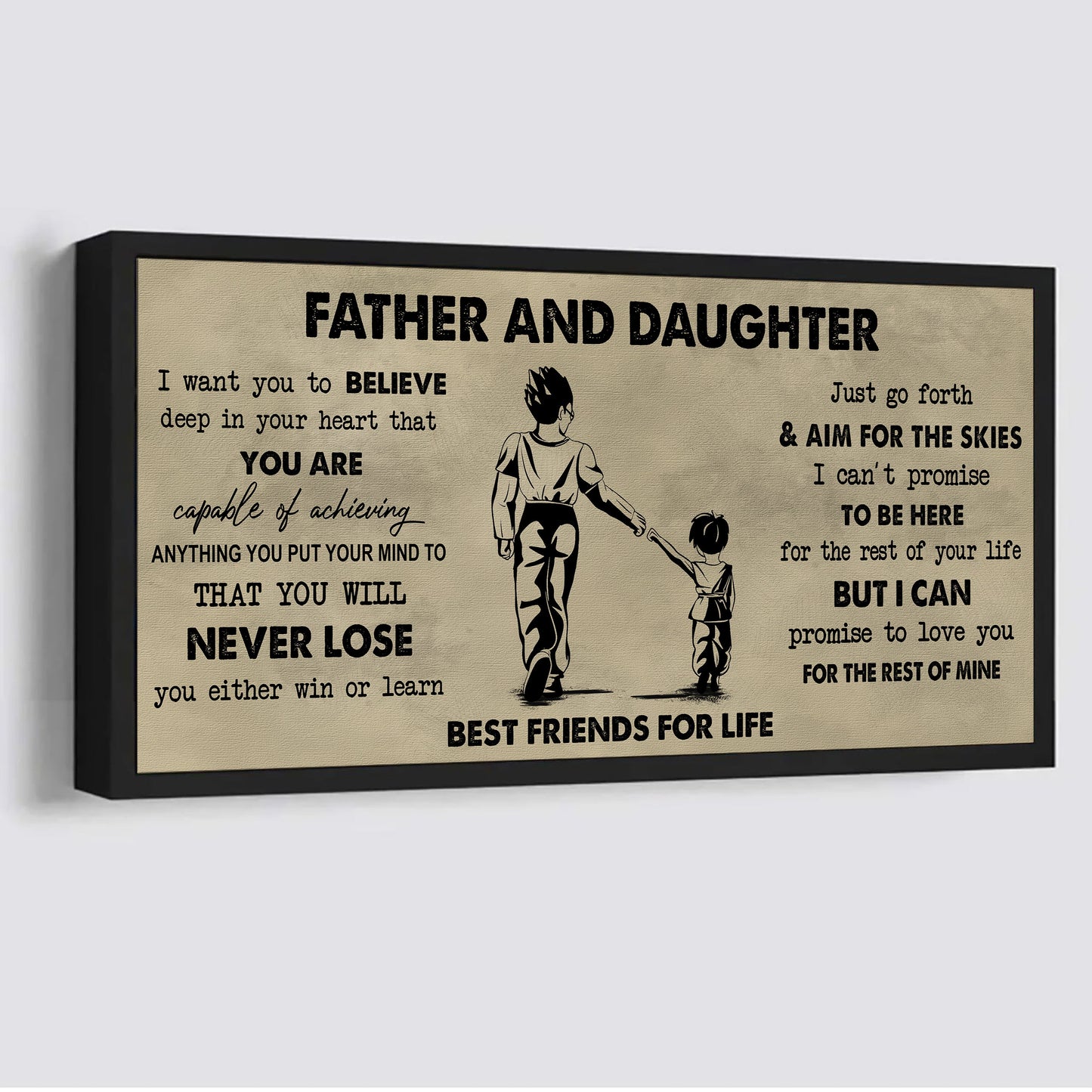 drb father and daughter best friend for life - you will never lose poster canvas gift for daughter from father.