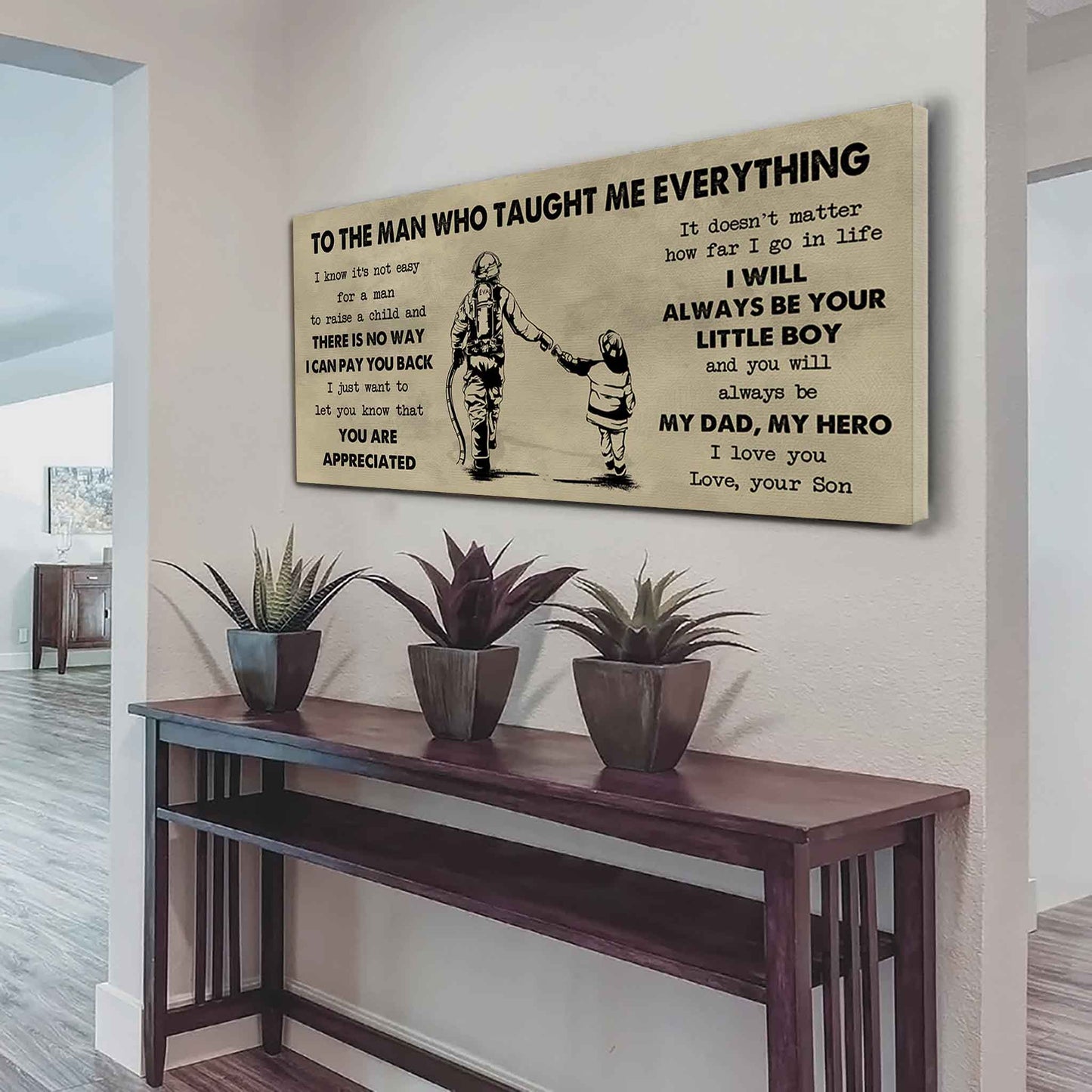 drb to the man who taught me everything - you will always be my hero poster canvas gift for father - photo upload