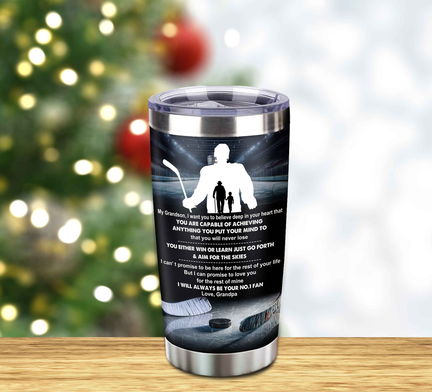 customizable tumbler to my grandson with inspriration quotes from grandpa and grandma